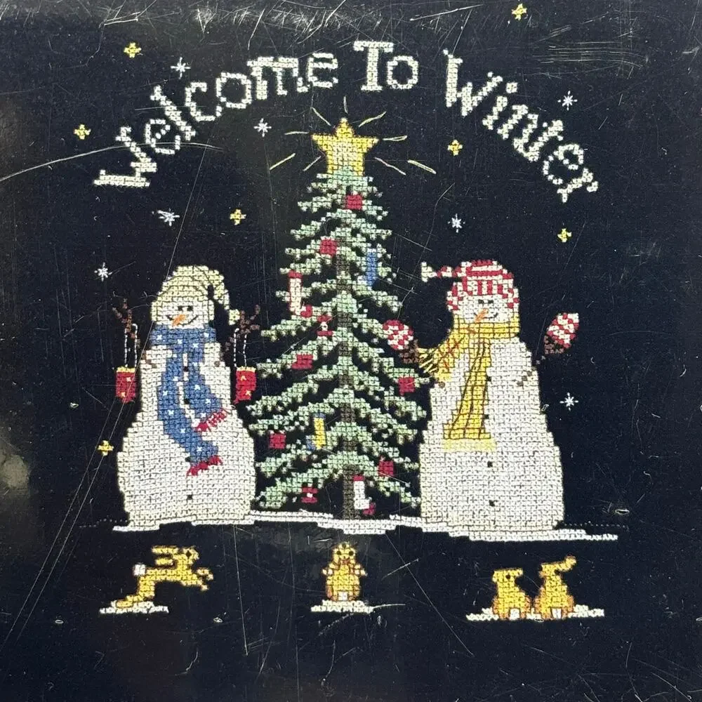 Wearable Christmas Cross Stitch Kit Welcome to Winter Snowmen Candamar Designs